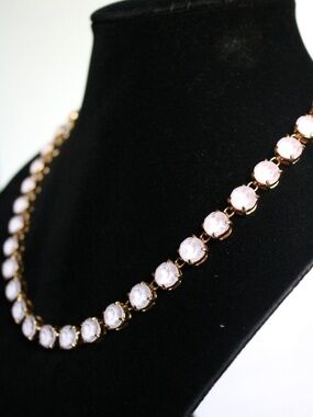 KATE SPADE Fancy That Pink Swarovski Crystal Necklace 12K Gold Plated Prom Grad